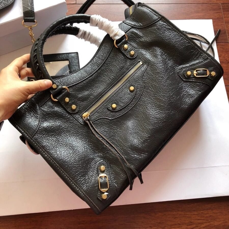 Classic , black leather with gold hardware