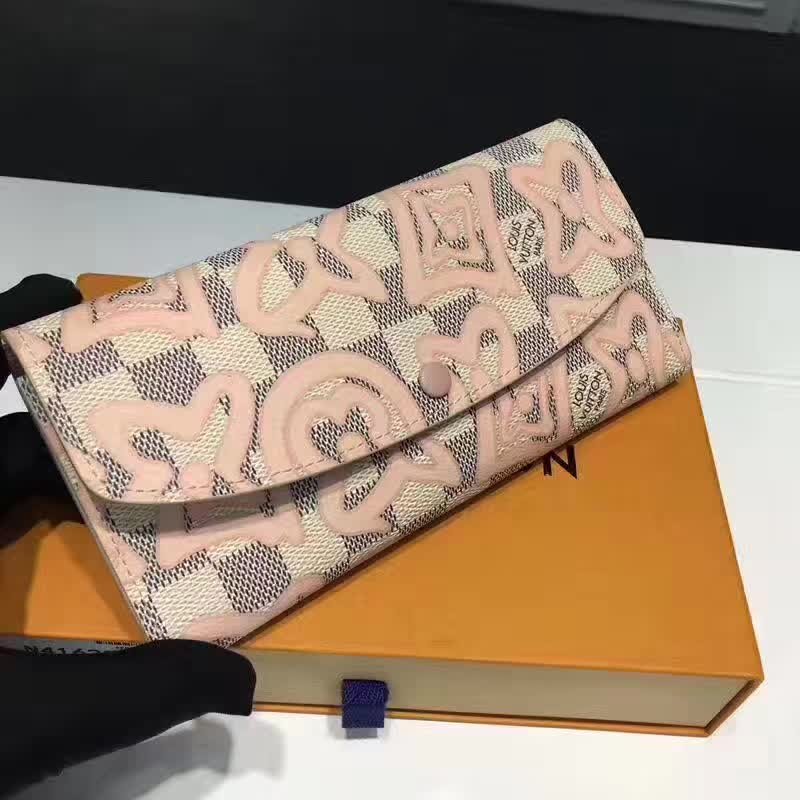 sarah wallet , white leather with damier flower