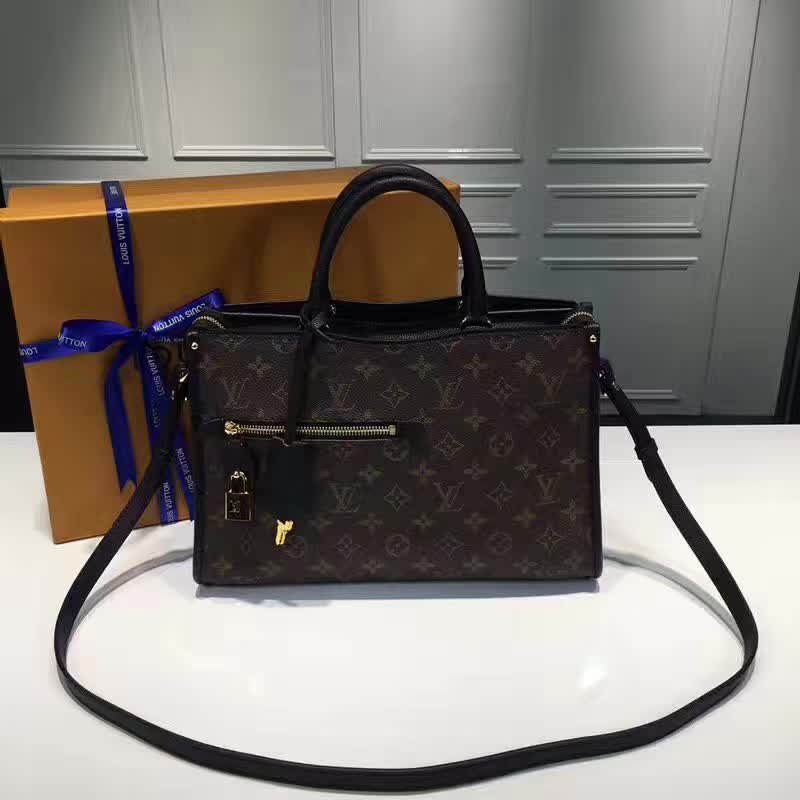 handbag , black leather with monogram