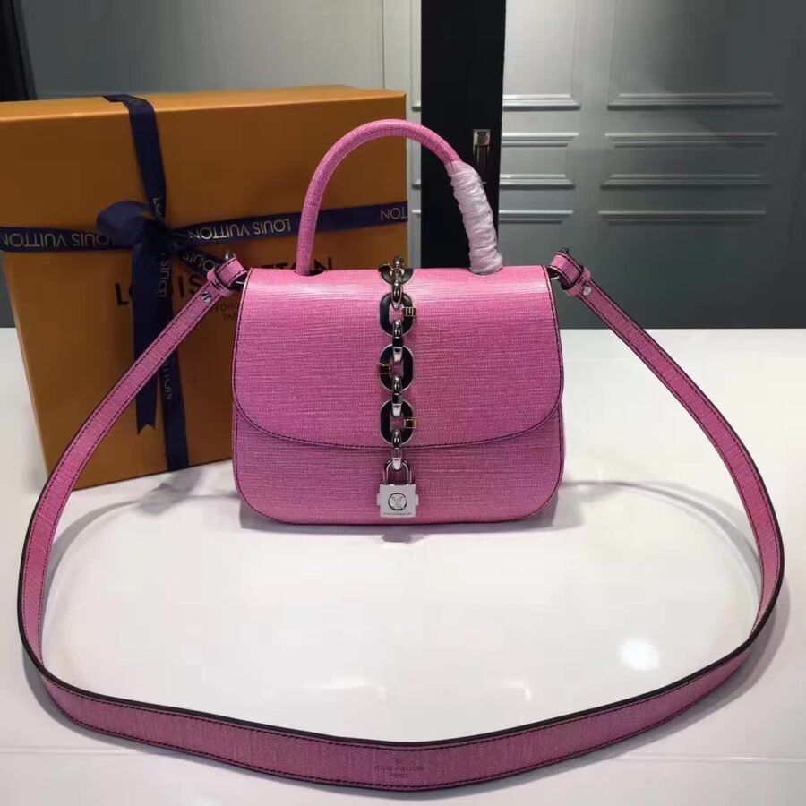 shoulder bag , pink leather with lock me