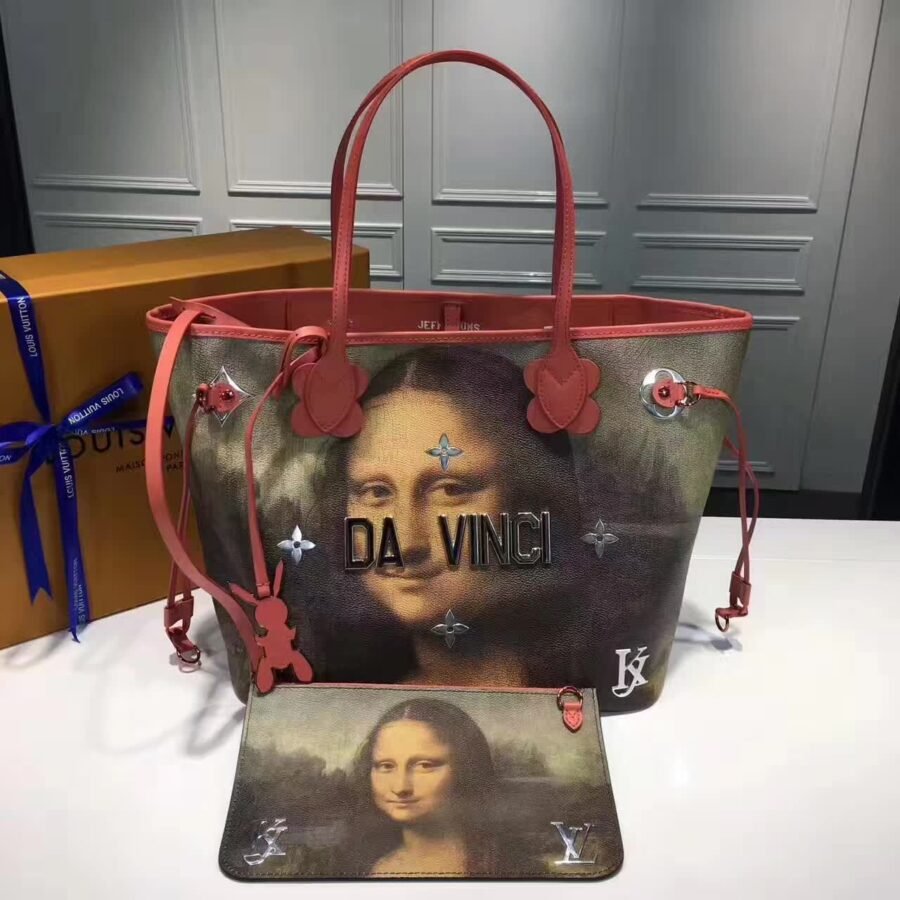 davinci , red leather with monalisa painting