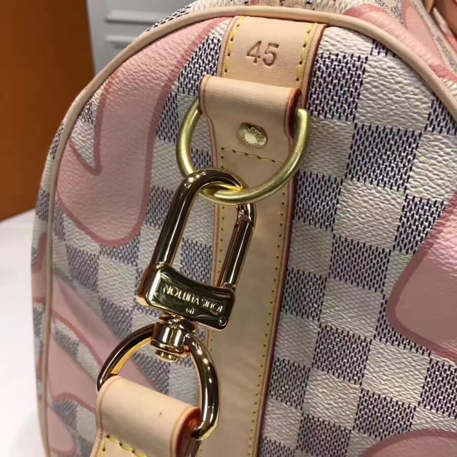 keepall bandouliere bag , white leather with damier flower