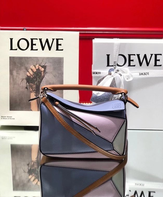 Loewe Puzzle , brown leather with silver hardware