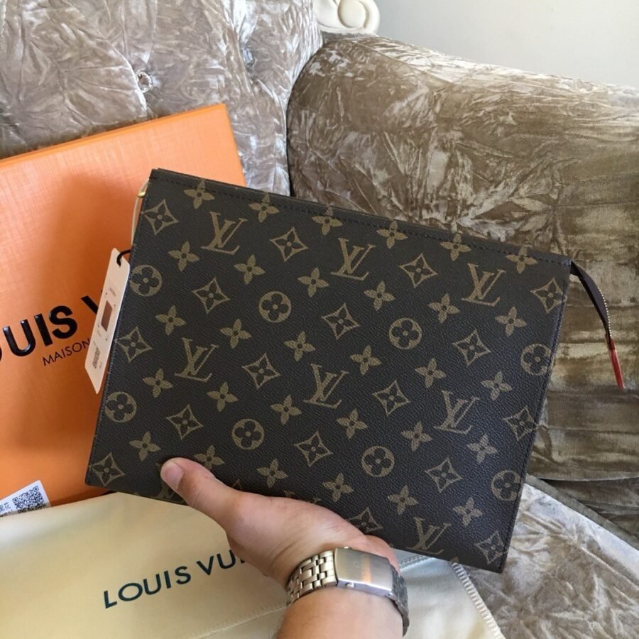 Toiletry , brown monogram canvas with gold hardware