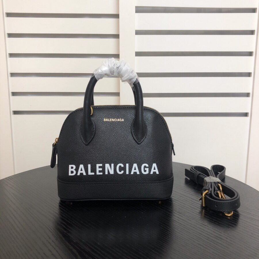 Ville Top Handle , black leather with gold hardware