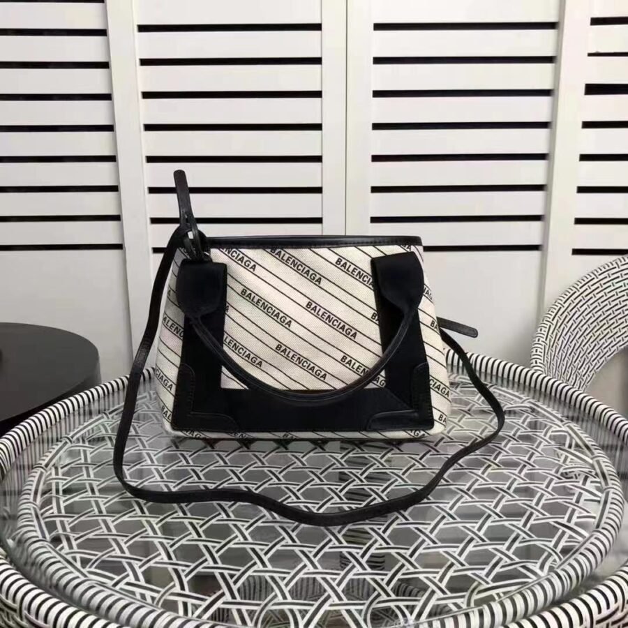 Logo Lettering Pattern Tote , white Canvas with silver hardware