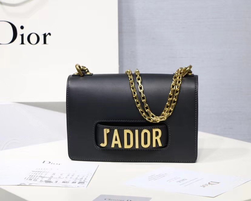 JA Dior , black leather with gold hardware