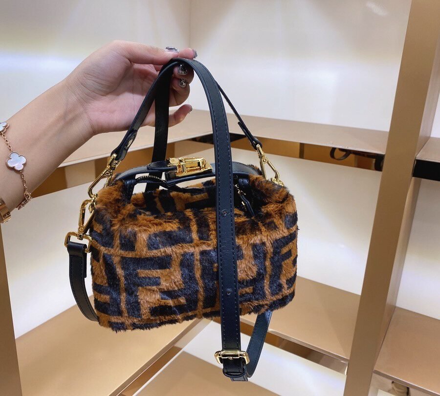 Peekaboo mini , brown fur with gold hardware