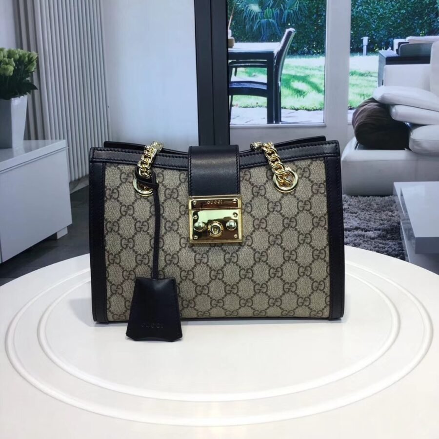 Padlock Shoulder Bag , brown monogram canvas with gold hardware