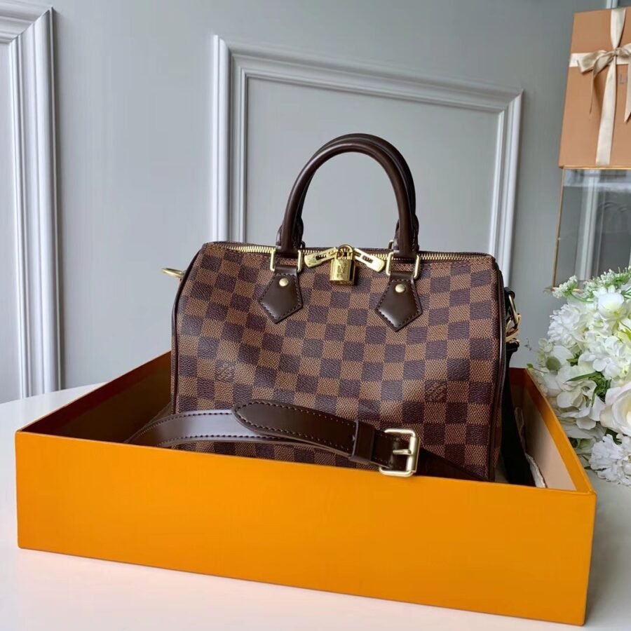 Damier Tote , brown Damier with gold hardware