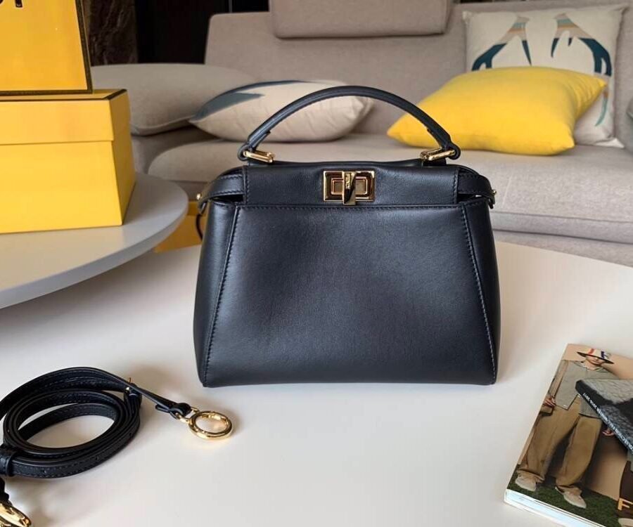 Tote Bag , black leather with gold hardware