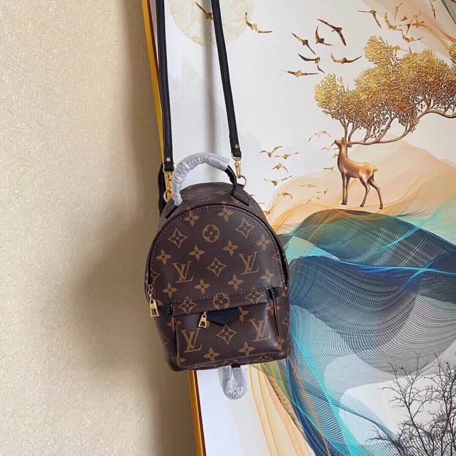 Monogram Backpack Small , brown monogram canvas with gold hardware