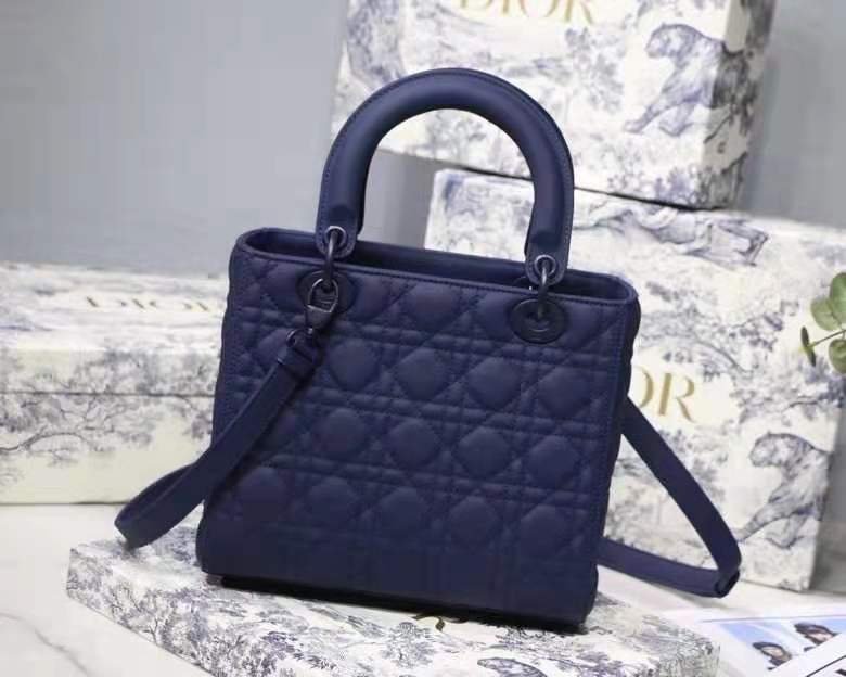 Lady Dior Medium , Blue lambskin with Blue hardware