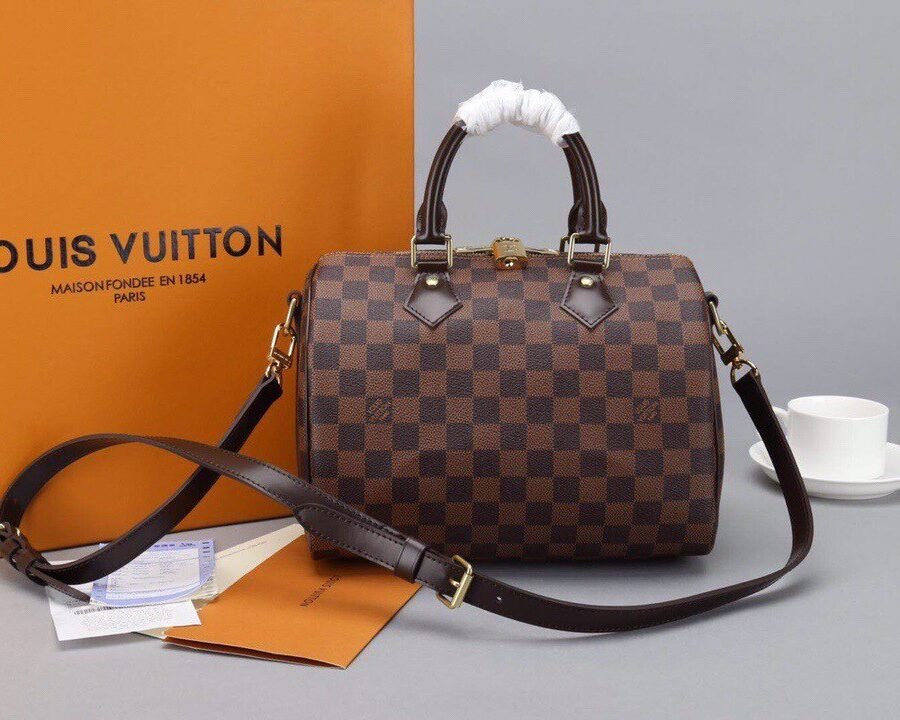 SPEEDY BANDOULIÈRE 25Damier Ebene coated canvas